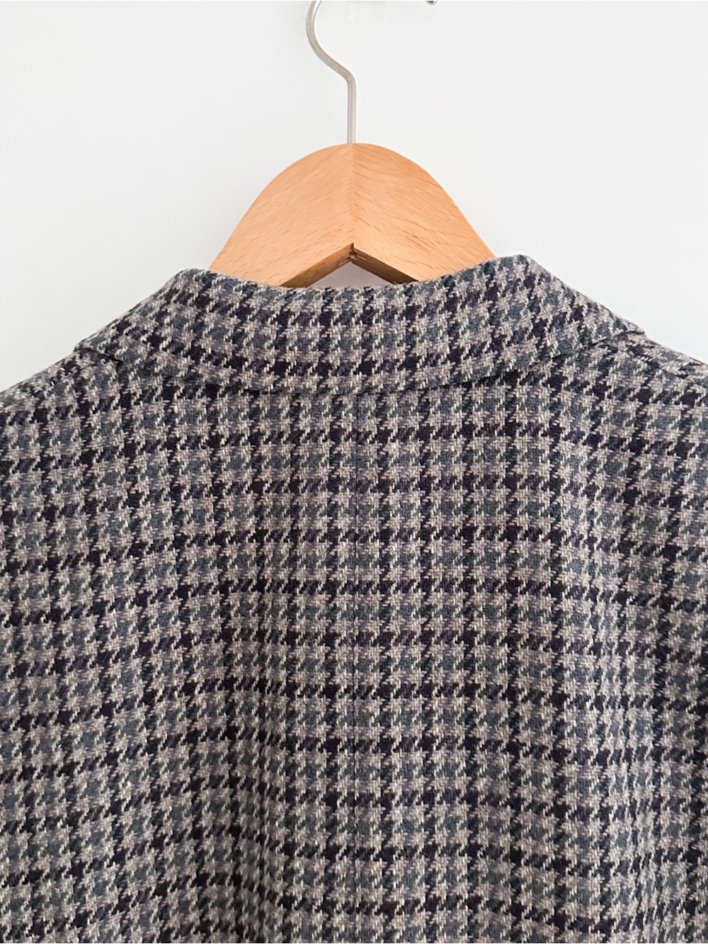 Vintage Charcoal Wool Houndstooth Blazer Size 12 Made In USA Old Money Prep - Picture 7 of 9